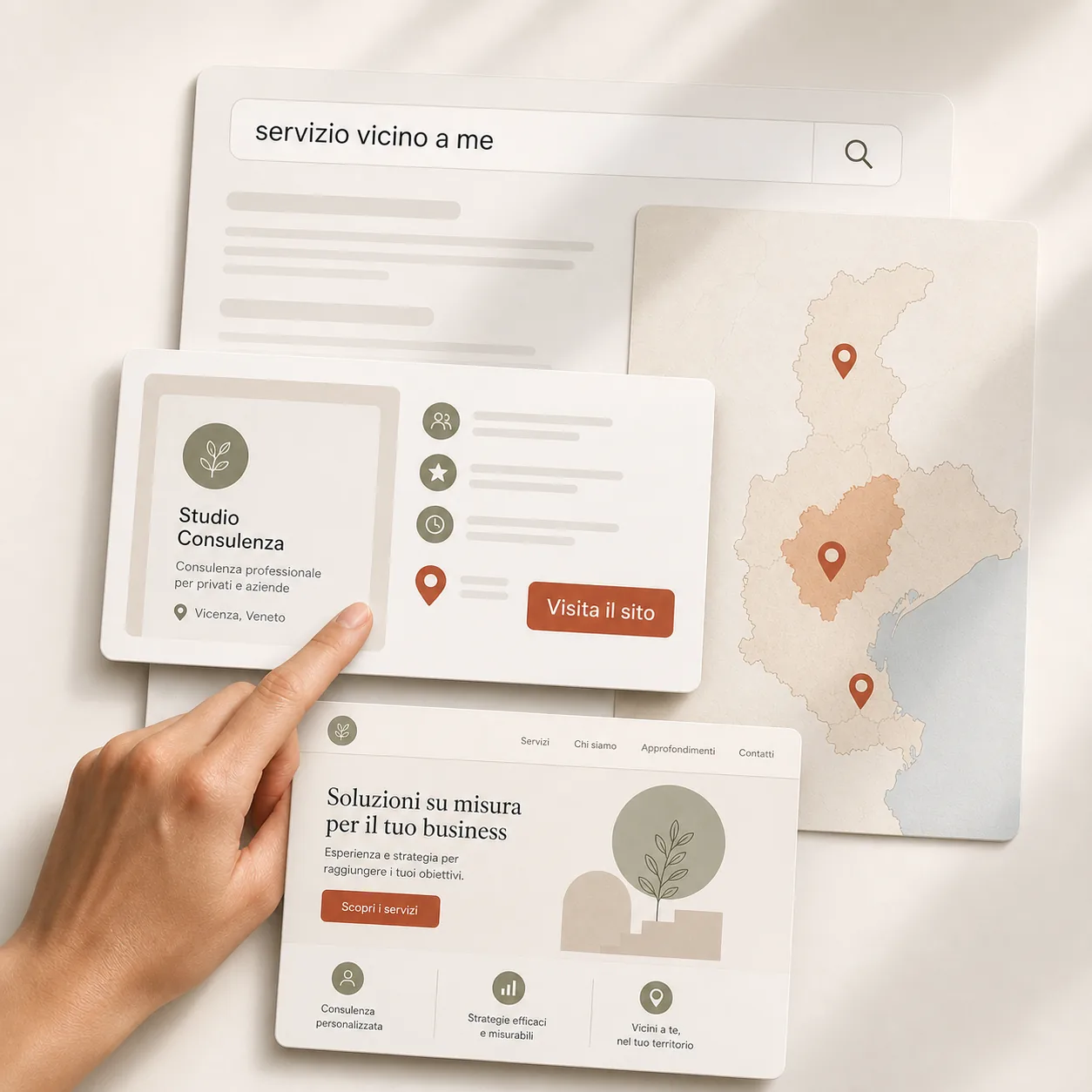 SEO locale: ricerca di un servizio con mappa e risultato professionale